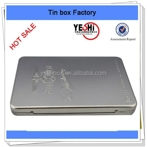 hot sale rectangle metal music tin box with hinge in thailand