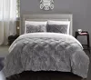 Velvet Pinch Pleated Ruffled & Pintuck Sherpa Lined Comforter Set