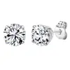 Hermosa Jewelry Austria Aurora Zirconia Stud Earrings 925 Sterling Round Cut Silver Party Present Gifts For Girls