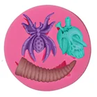 Halloween Horn Spider Horror Mask 3D Fondant silicone ice chocolate mold
