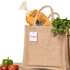 eco friendly reusable jute tote bag shopping jute hand bag burlap jute shopper