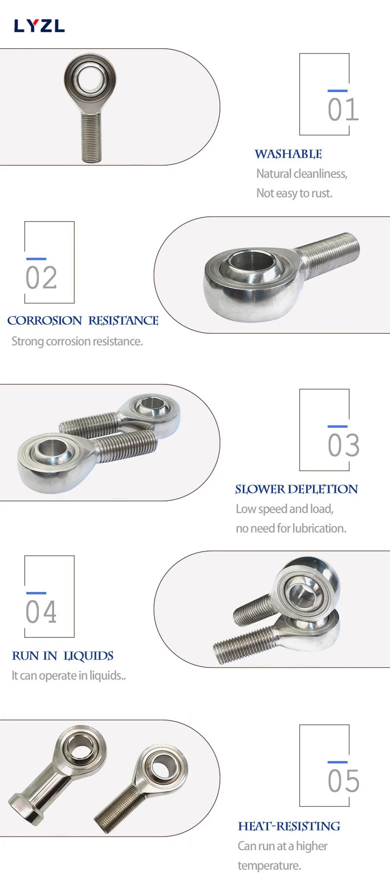 Stainless Steel Rod End Joint Bearing With External Threads Sa5t K Sa6t