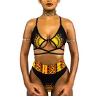 National digital printing split swimsuit triangle strap bikini