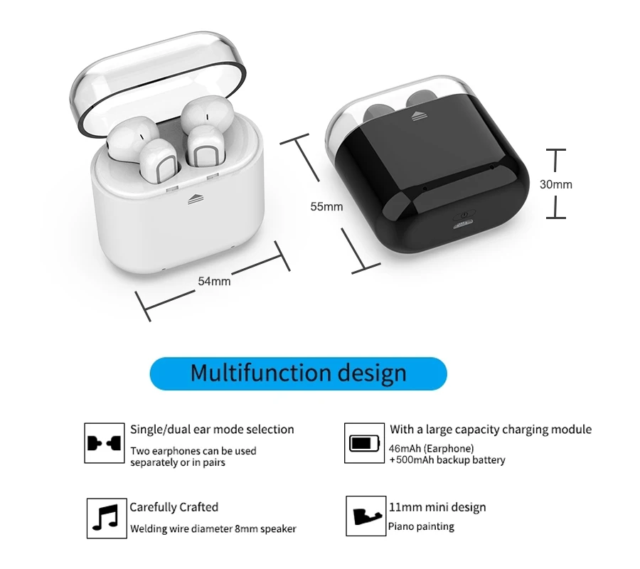 Hot Sale wireless earbuds cshidworld waterproof headphone mini in-Ear earphone earbuds with large case - ANKUX.COM