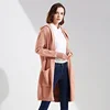 Custom knit spring and autumn new women long hooded sweater cardigan with pockets