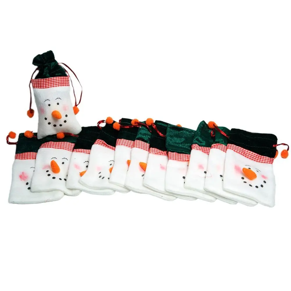 snowman drawstring bags