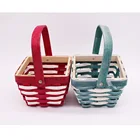 Rectangle shape wood handle basket , wood rattan storage basket, gift basket