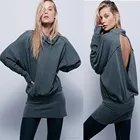 High quality long sleeve open back tunic dress, ladies terry dress,manufacture dress