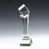 Customized blank crystal trophy for company sales awards engraved logo glass trophy