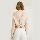 Fashion Korea design knitted woolen champagne sweater knot sexy ladies backless sweater