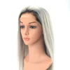 Wholesale Human Gray Color Lace Front Wig Ladies Chinese Remy Straight Hair Wigs