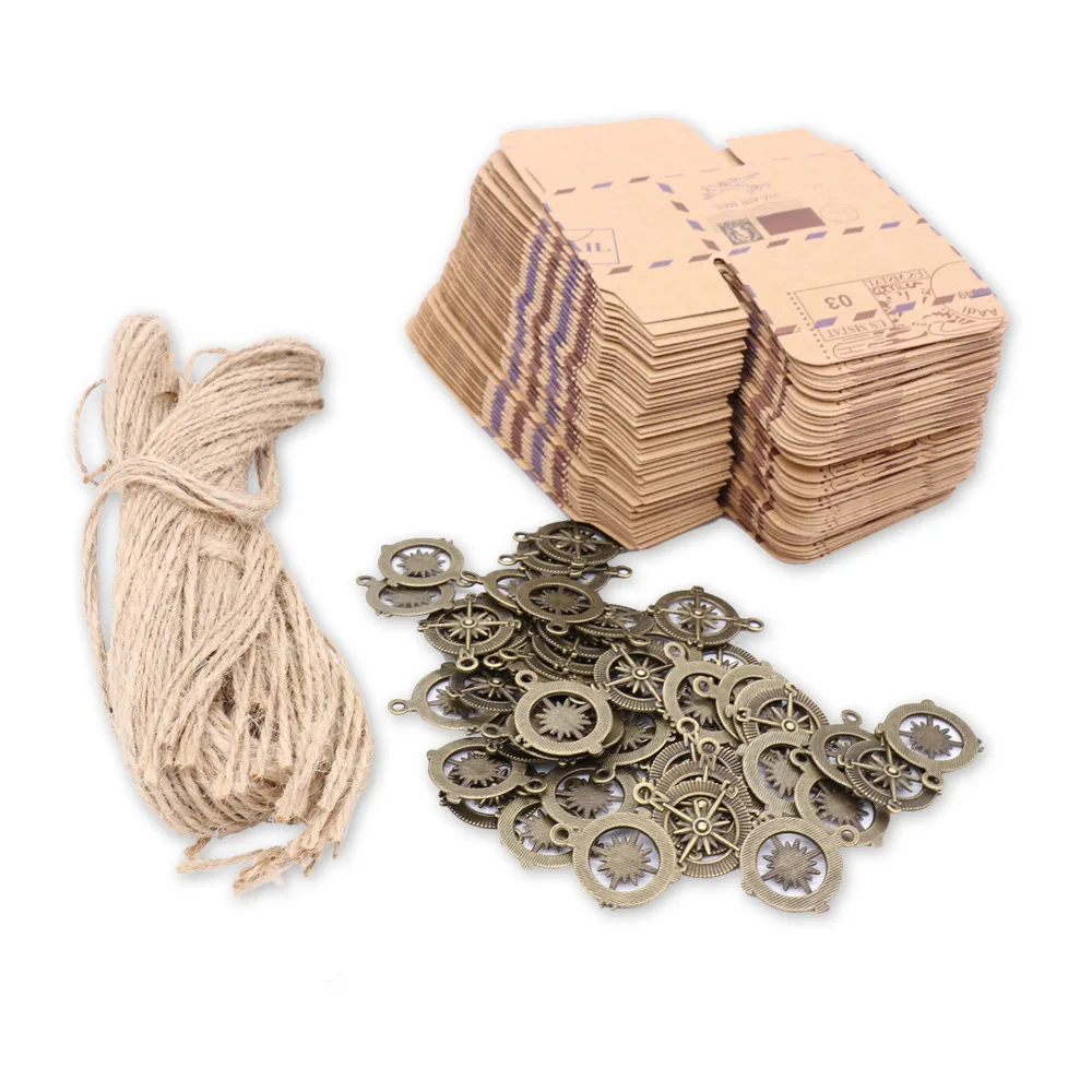 Newest Stamp Design Wedding Favors and Gifts Box Party Supplies Candy Box Chocolate Packaging Kraft Craft Gift  Packaging Box (2)