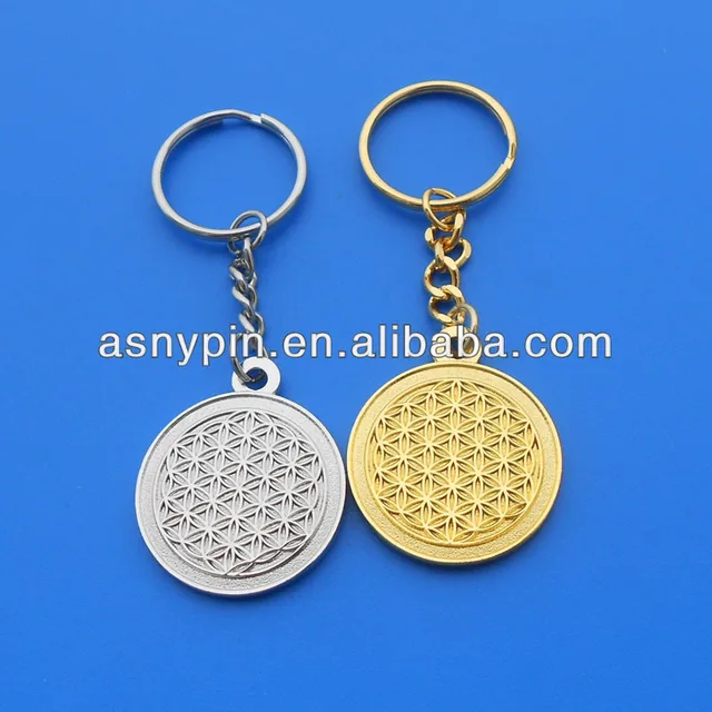 flower of life metal keyrings in silver and gold color