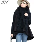Casual Style Plain Genuine Mongolian Fur Trim Acrylic Knit Sleeveless Cardigan Coat Vest Gilet
