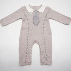 New Fashional Crawling Newborn Baby Clothes Autumn Striped Tie Boys Clothing Baby Clothes Romper