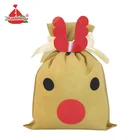Custom Logo Non Woven Fabric Bag Christmas Gift Packing Drawstring Pouch For Candy
