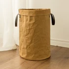 Custom Large Durable Multifunction Home Washable Kraft Paper Storage Bag With Handle