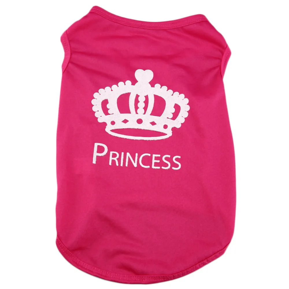 Cute Summer Small Dog Cat Pet Soft Vest Princess Crown Pattern Apparel Costumes T shirt Pet Dog Summer Breathable Clothes