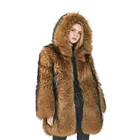 Mao Mao Fur Plus Size Thickening Fully Raccoon Fur coat Russian Winter Fur Coat Hooded