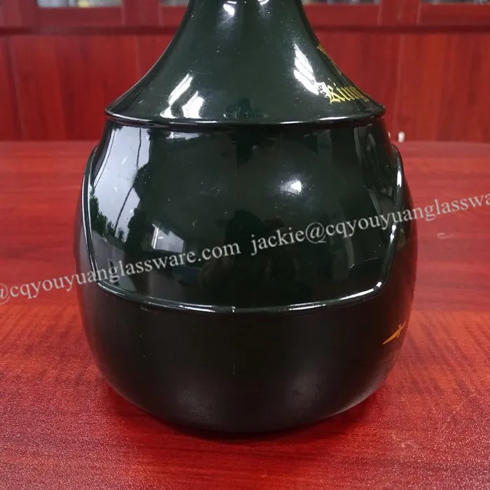 Odd Shaped 700ml Cork Top Dark Green Glass Liquor Bottle Buy Green