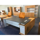 Factory Price Melamine Board MDF Wooden L-Shape Director Office Table Computer Desk With Locking Drawers