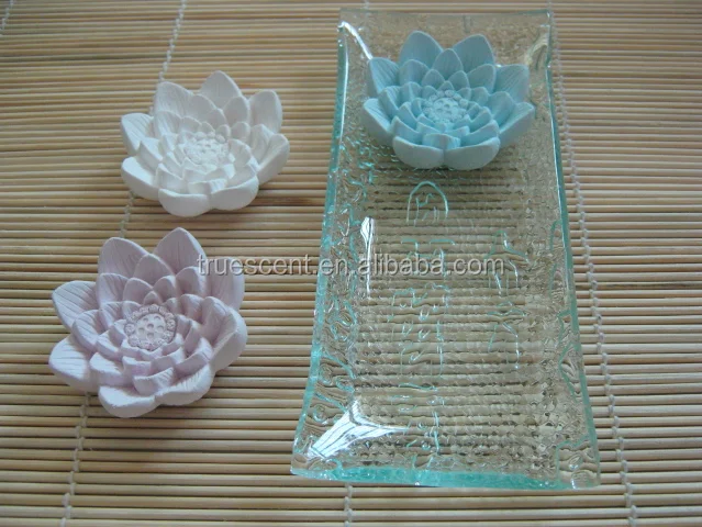 flower with glass set,perfumable ceramic flower diffuser aroma