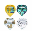 NEW hot happy flute super soft organic cotton printed wholesale animation baby drool bandana bib with pacifier clip