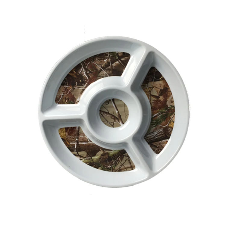 Lot 4 Chip and Dip Party Trays Modern White Pinwheel Melamine New