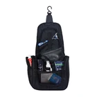 Hot sale high quality dustproof portable polyester black zipper makeup bag cosmetic men travel toilet bag
