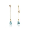E-484 Fashion fancy long tassels crystal studs gold plated earrings for women