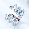 Female Infinity Wedding Rings Fashion Jewely Sky Blue CZ Wholesale Topaz Gem Stone 925 Sterling Silver Ring