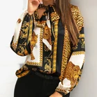 New Fashion Ladies Blouses Slim Women Pattern Printed Blouse Office Work Wear Shirts Women
