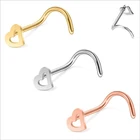 Hot Deal In Stock Amazon Wholesale Hollow Heart Nostril Nose Ring Piercing Jewelry
