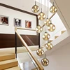 italian villa orb glass stairs pendant hanging light spiral long Hanging lamps Modern crystal beads Staircase Chandelier