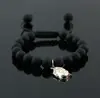 8mm matte black onyx adjustable bracelet with metal Buddha