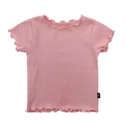 H2744/ New Design Summer Solid Color Short Sleeve Plain Cotton T shirt for Girls