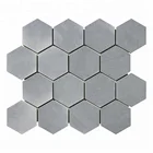 Art Pattern Class 3" hexagon Chinese Bardiglio Gray Polished Surfaced Marble Mosaic Tile For Wall Floor Decorative Waterproof