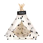 Portable Pet Canopy Teepee Indian Tent Bed for Little Dogs and Cats with a Soft Cushion
