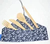 Recycled Bamboo Travel Utensils or Utensil Set with Carrying Pouch or bag