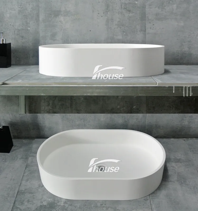 SOLID SURFACE SINK OVAL SHAPE RESIN BASIN STONE SINK