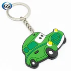Custom fancy cute green car shape keychain soft PVC keyring