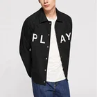 OEM long sleeve black mens letters printed shirt 100% cotton custom for men