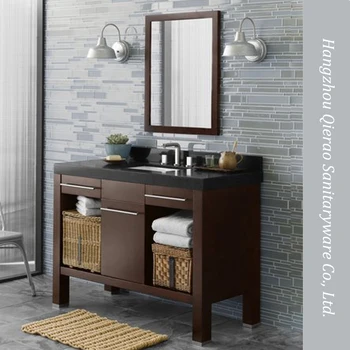 Qierao 42 Inch Modern Marble Top Brown Bathroom Vanity Cabinet Set