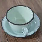 Retro Enamel Tea Cups and Saucer Set,Enamel Coffee Cups And Saucer Set