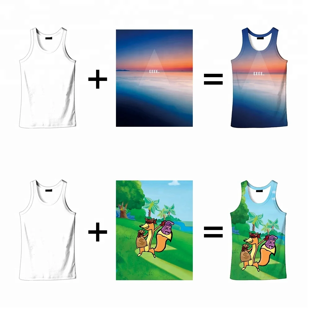 Custom 3d Full Printing Gym Fitness Sports Vest Men Tank Tops