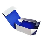 Custom design logo printed blue folding cardboard gift boxes no ribbon