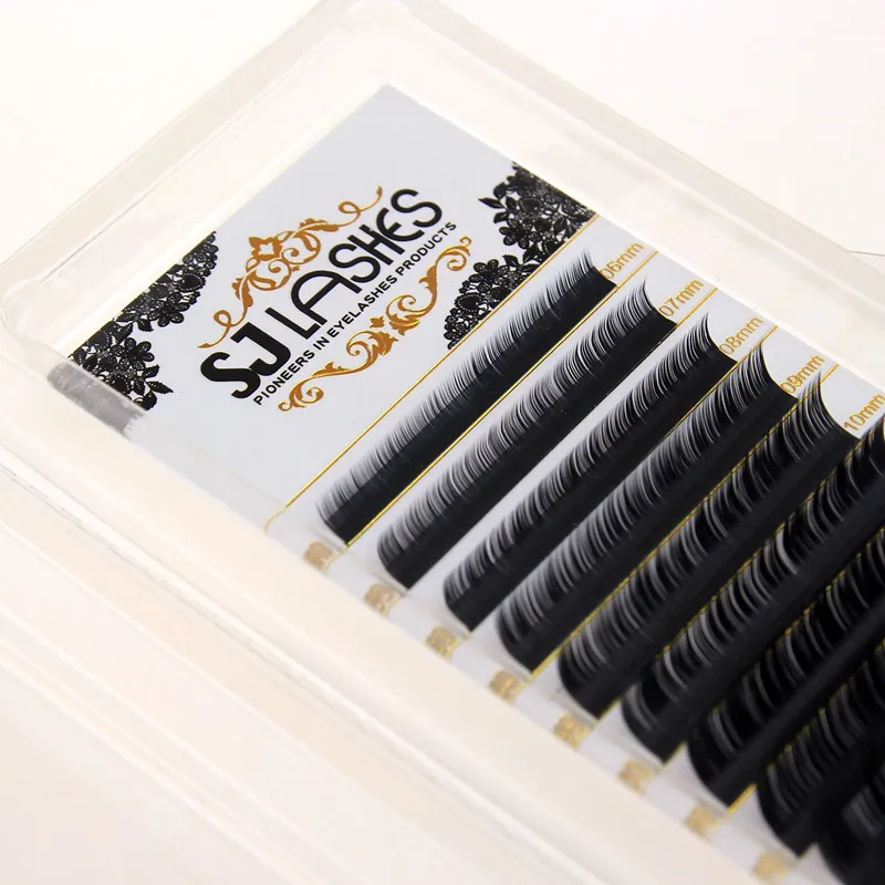 Handmade Custom Matte Black Faux Mink Silk Flat Lashes - Individual Eyelash Extensions Self Fanned Camellia Lashes