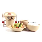100% Degradable Cute Kids Children Bamboo Fiber Tableware Set Bamboo Bowl Spoon Fork Cup