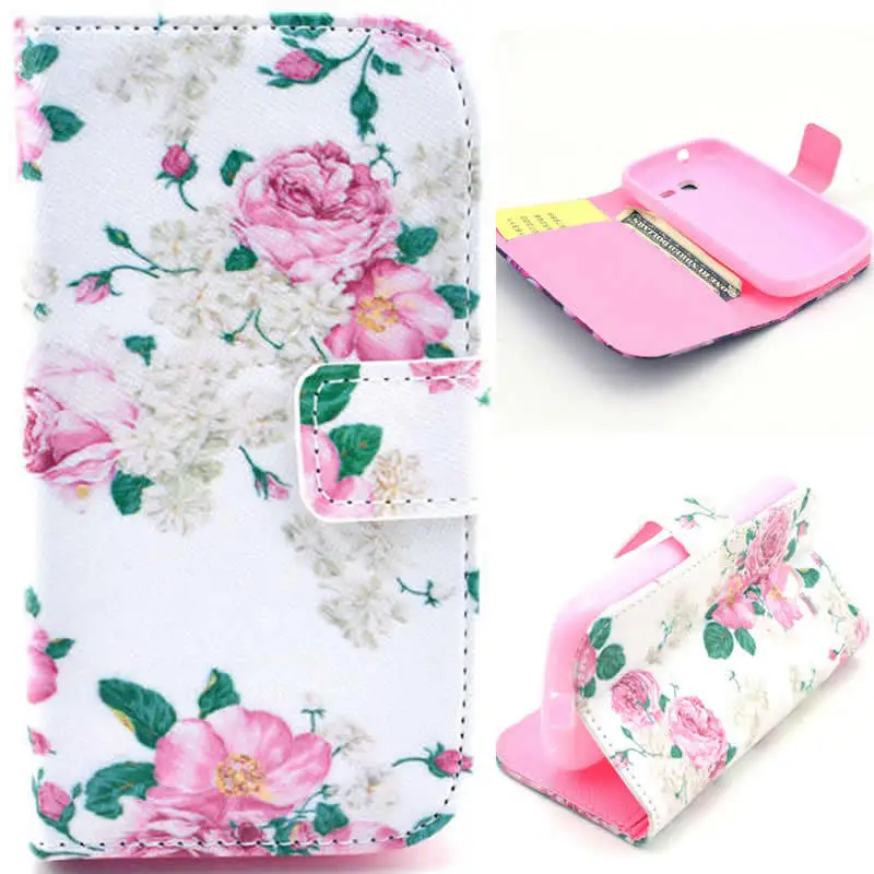 Lovely Cartoon Owl Luxury Flower Eiffel Tower Design TPU + PU Leather Flip Wallet Case Cover for Samsung Galaxy Trend Lite S7392