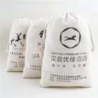Cloth Bag For Cotton Bag Factory Hotel Use Custom Logo Printed Cloth Drawstring Cotton Laundry Bag For Hotel